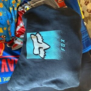 Fox Black Hoodie with Blue Logo